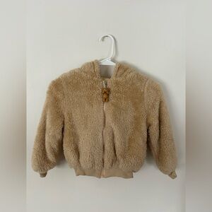 Lola + The Boys Teddy Bear Zip-Up Tan Jacket Size 4